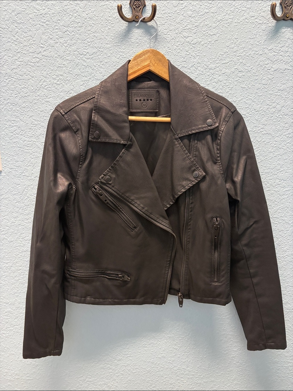 Blank NYC Black Asymmetrical Leather Moto Jacket